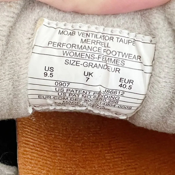 MERREL Ventilator Moab Hiking Shoes in Taupe size‎ 9.5 - Picture 8 of 8
